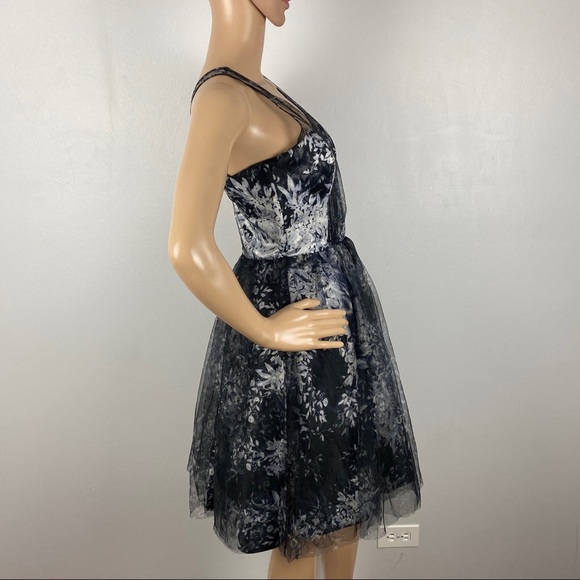 NEW PARKER FLORAL PRINT MESH OVERLAY MINI DRESS - Picture 5 of 8